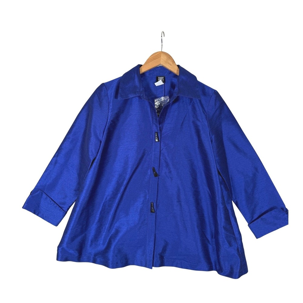 New Gump's San Francisco Silk Blend Button Up Shirt S Blue Shantung Made in USA